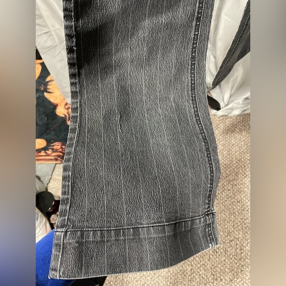 New York & Company 42nd St Trouser Pinstriped Black Flare Jeans - Picture 4 of 7